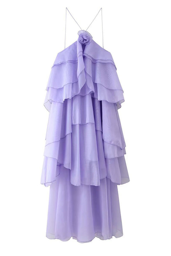 Layered Ruffle Halter Dress