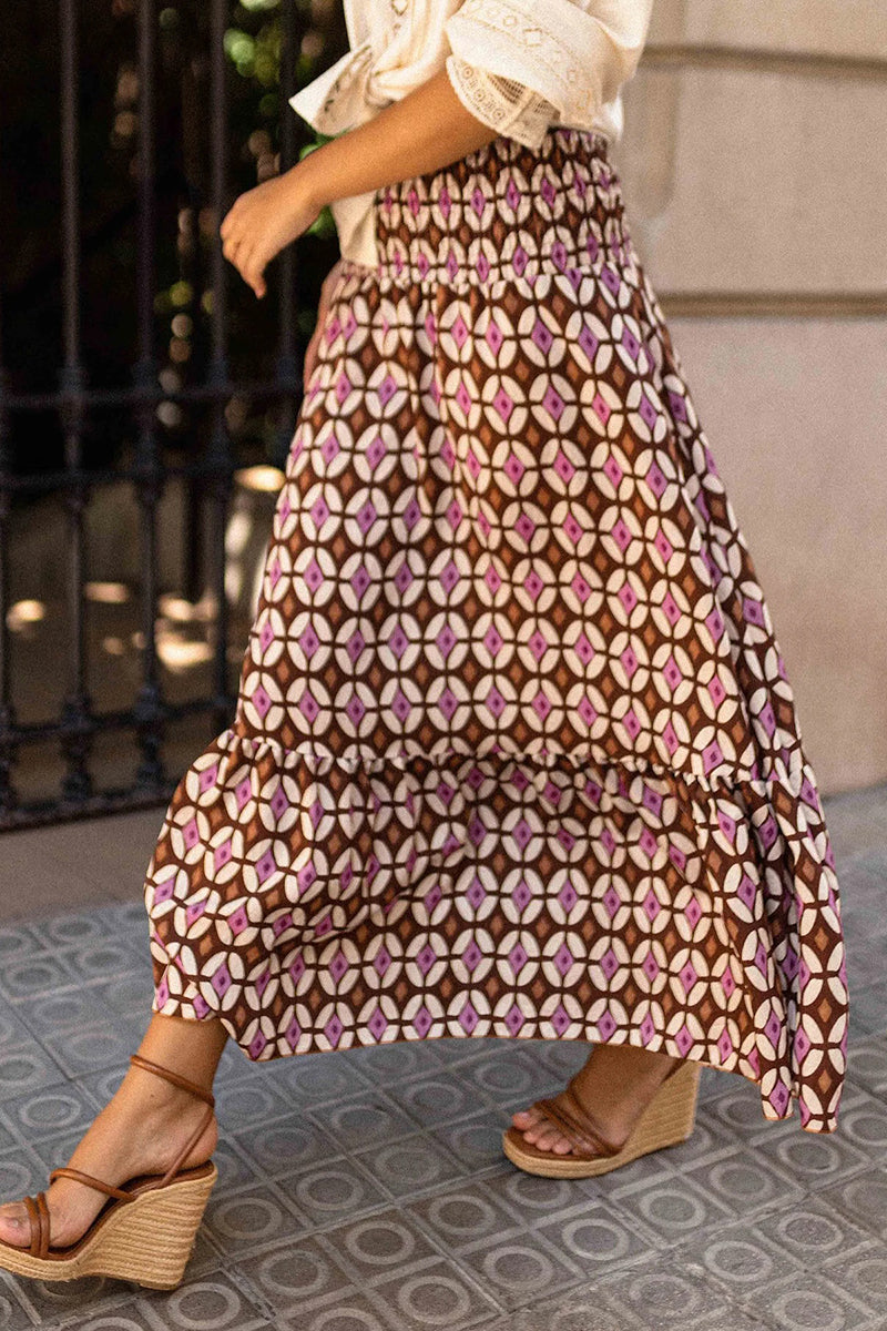 Geometric Pattern Midi Skirt