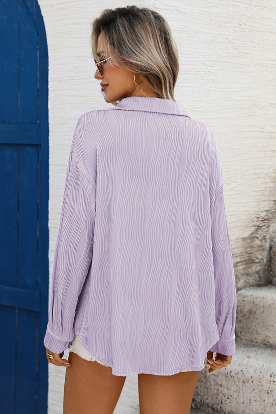 Textured Long Sleeve Blouse