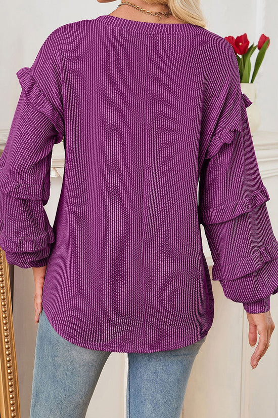 Ruffled Sleeve Casual Top