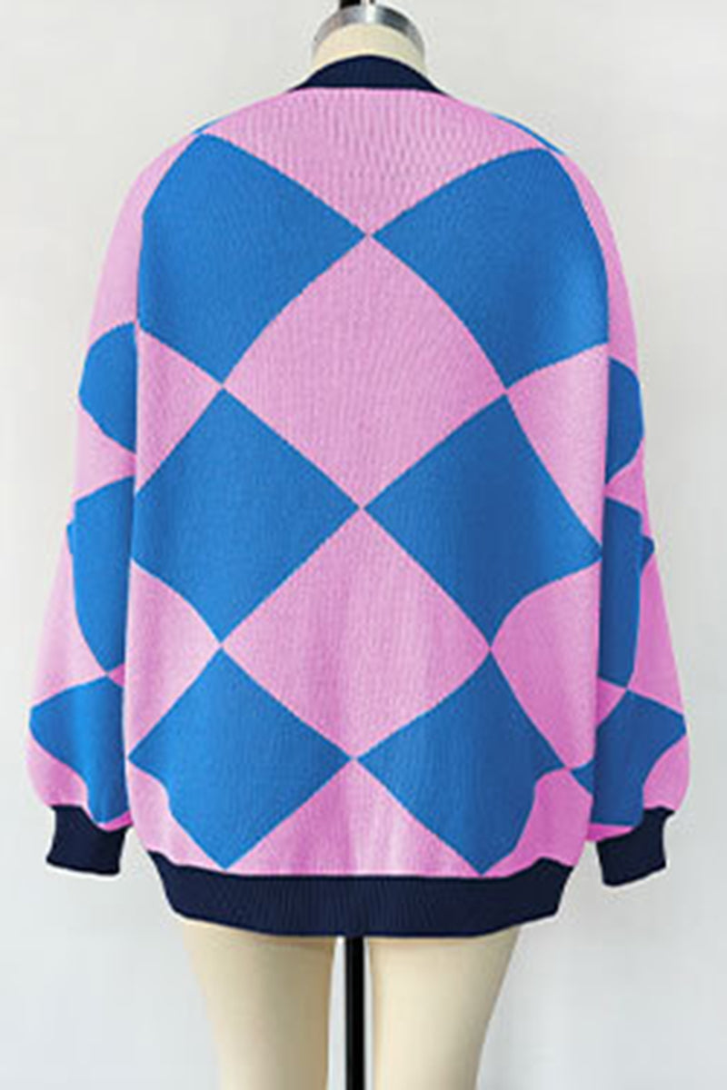 Geometric Patterned Button-Up Cardigan