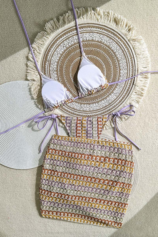 Patterned Bikini Set with Ruched Details