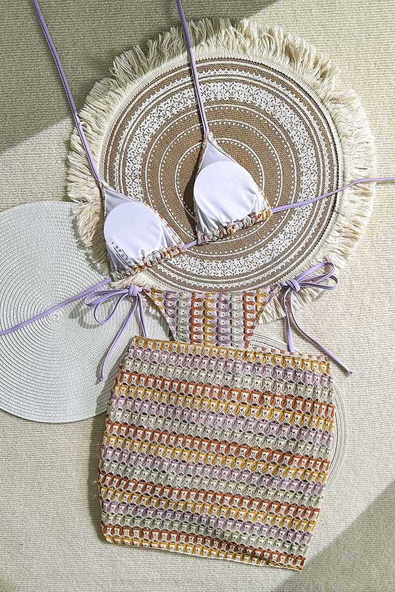 Patterned Bikini Set with Ruched Details
