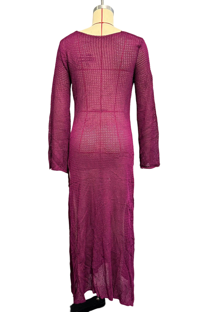 Deep V-Neck Long Sleeve Bodycon Dress