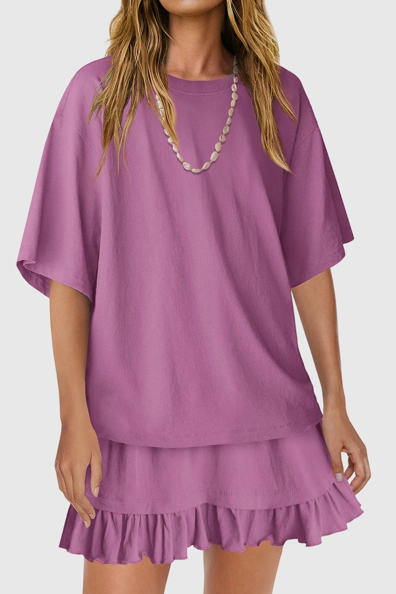 Ruffled Skirt and Loose Top Set