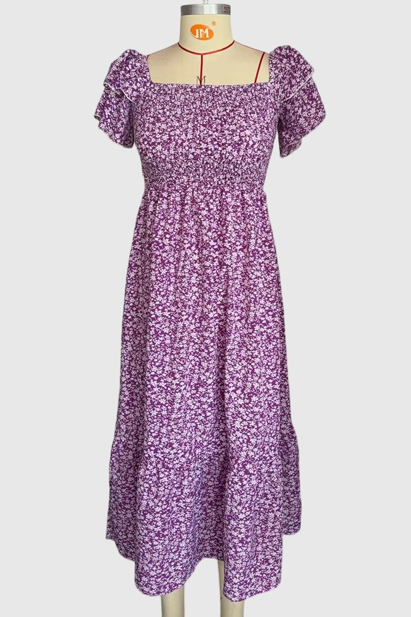 Flowy Floral Smocked Casual Dress