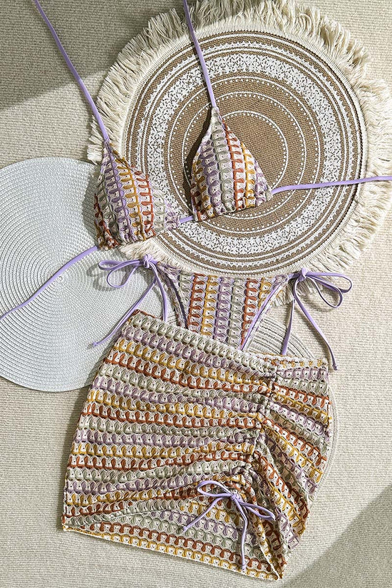 Patterned Bikini Set with Ruched Details