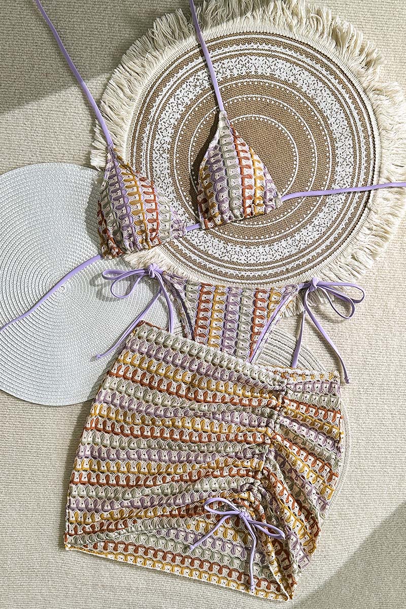 Patterned Bikini Set with Ruched Details