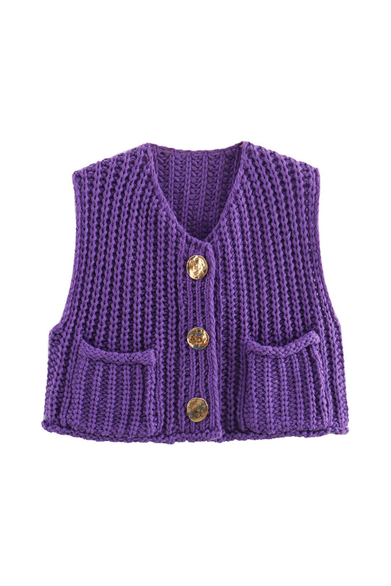 Button-Up Knitted Sweater Vest
