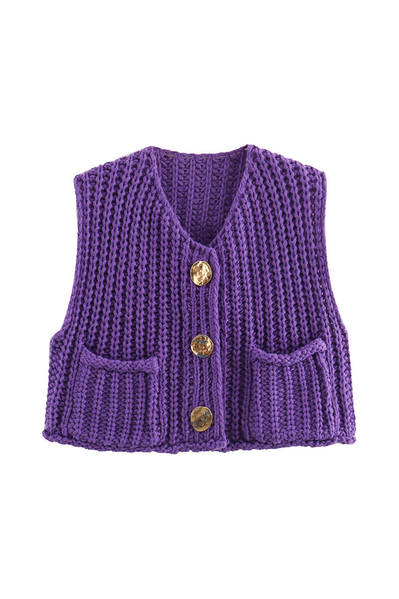 Button-Up Knitted Sweater Vest