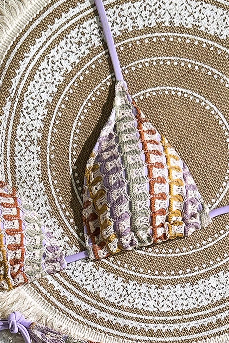 Patterned Bikini Set with Ruched Details