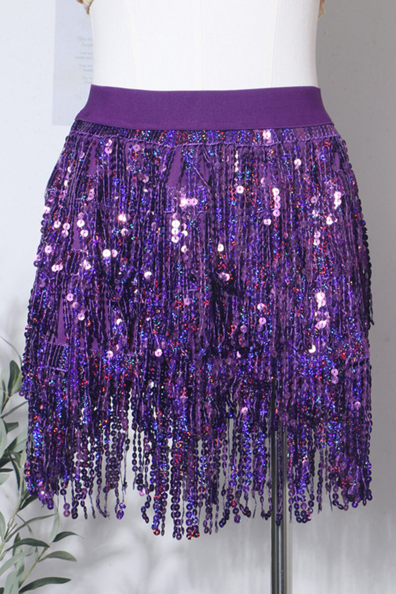 Sequin Fringe Mini Skirt
