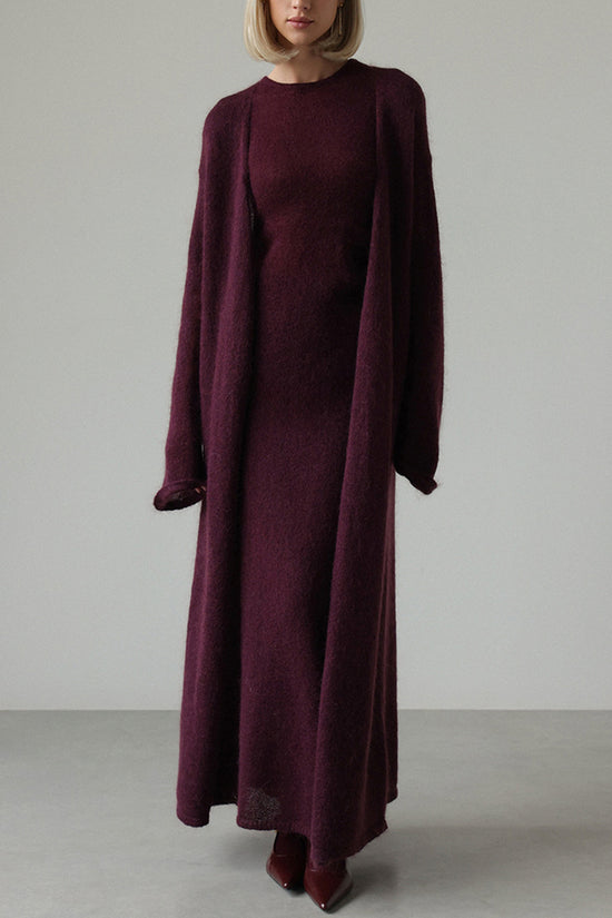 Knit Dress with Open Front Cardigan Set