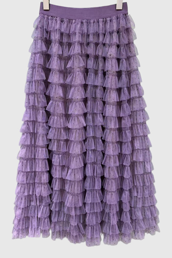 Layered Midi Skirt with Ruffle Charm