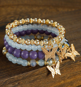 Butterfly Charm Beaded Bracelet
