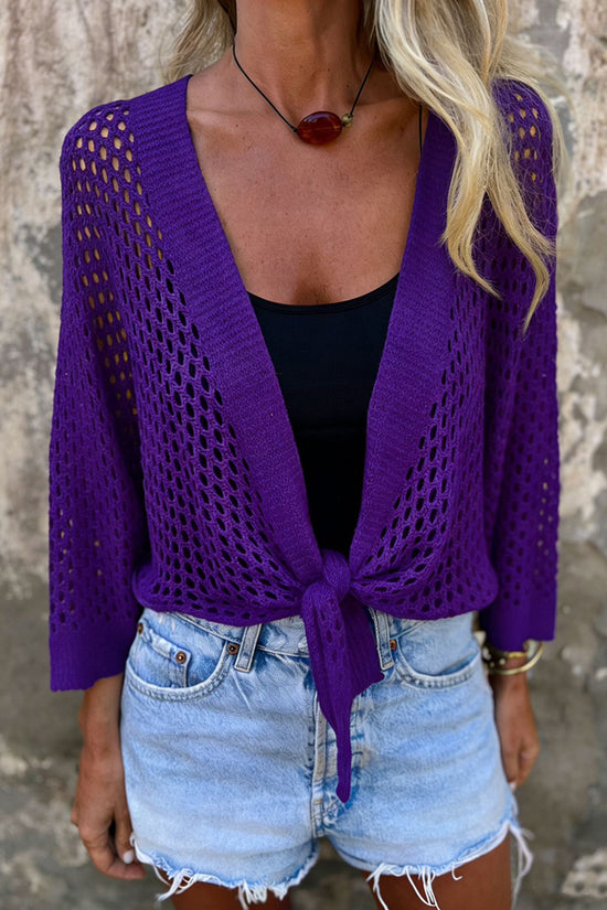 Openwork Open-Front Cardigan