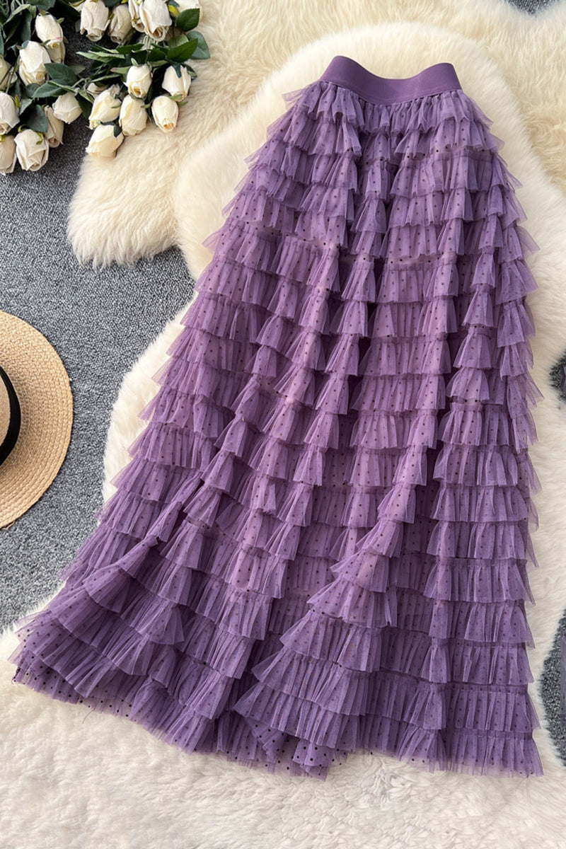 Layered Ruffle Midi Skirt