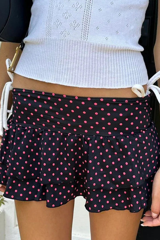 Polka Dot Ruffle Mini Skirt