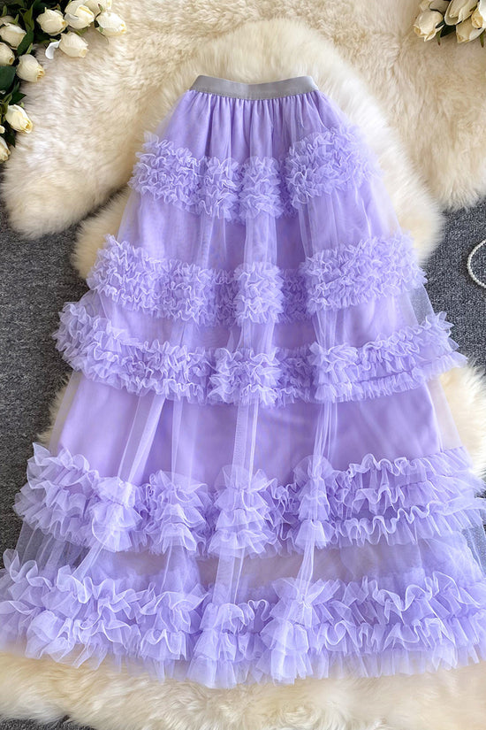 Ruffle Layered Midi Skirt