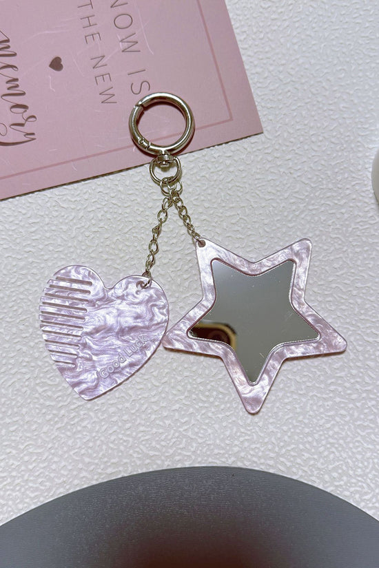 Star and Heart Mirror Keychain