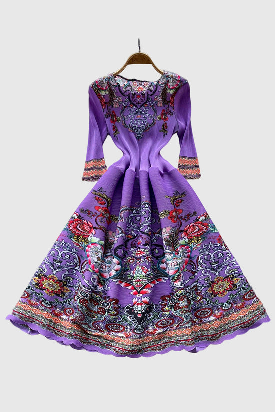 Geometric Floral Long Sleeve Dress