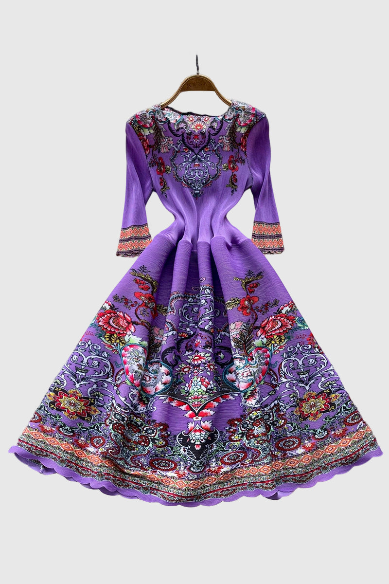 Geometric Floral Long Sleeve Dress