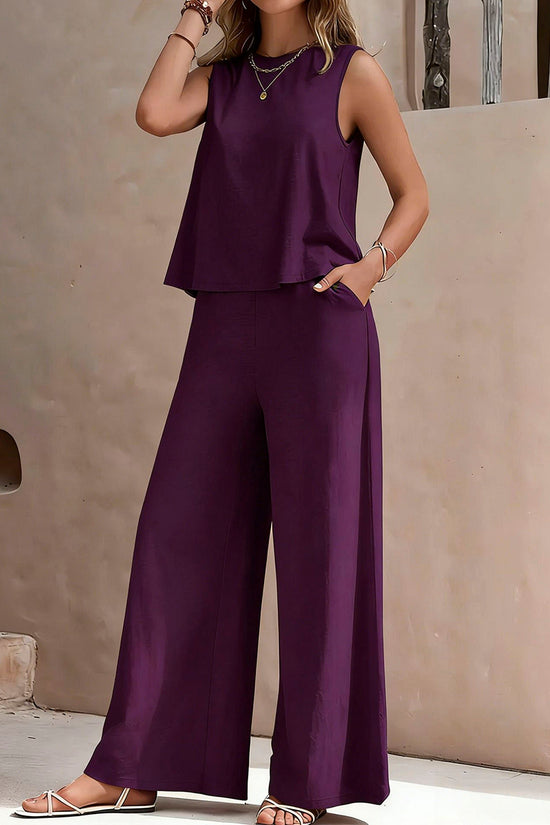 Sleeveless Wide-Leg Pants Set
