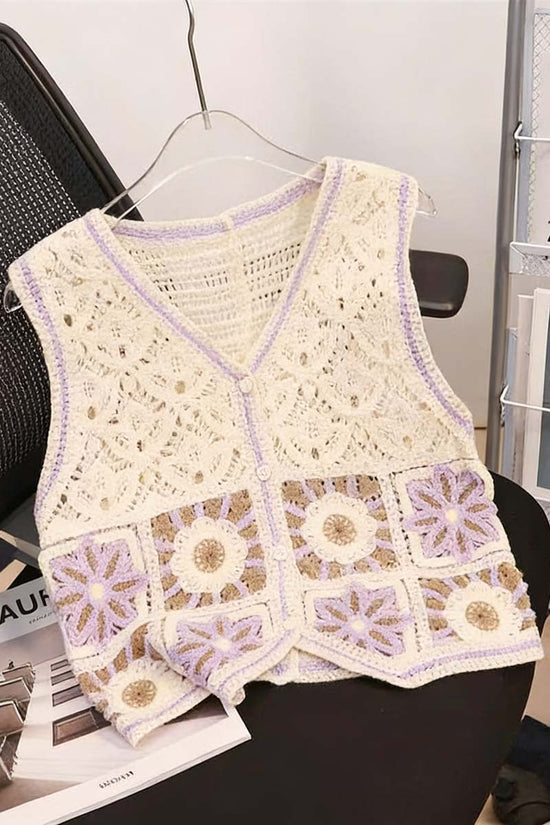 Floral Pattern Knit Sweater Vest