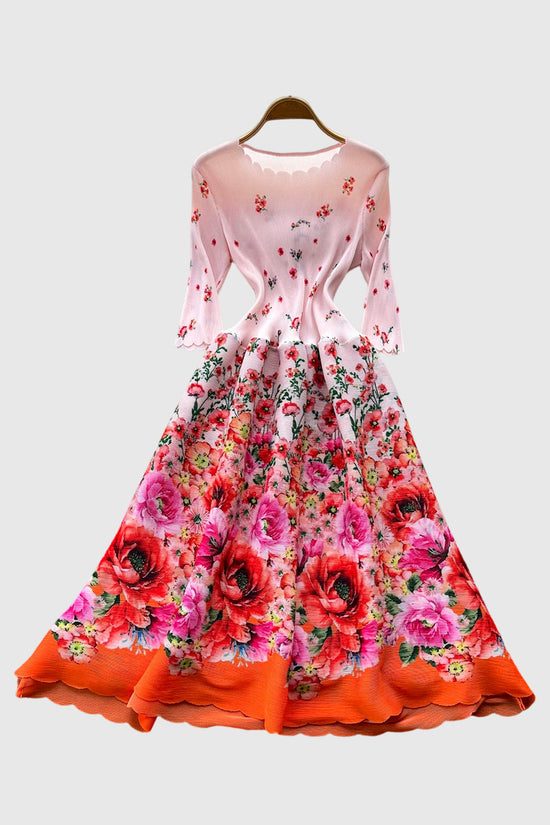 Geometric Floral Long Sleeve Dress