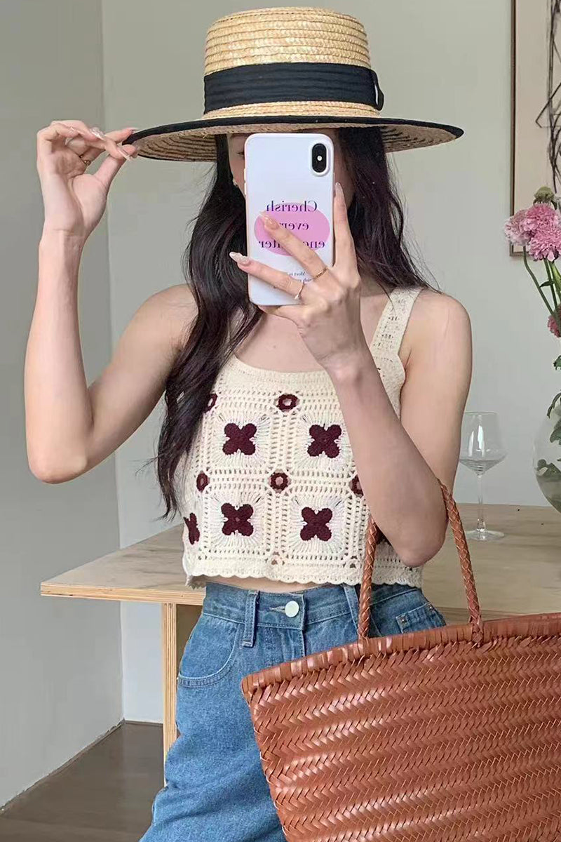 Crochet Floral Patchwork Tank Top