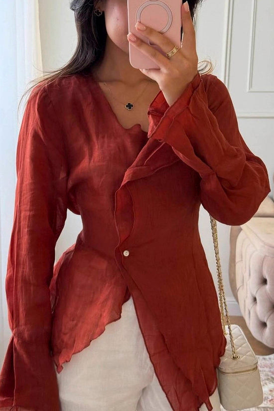 Ruffle Hem Asymmetric Blouse