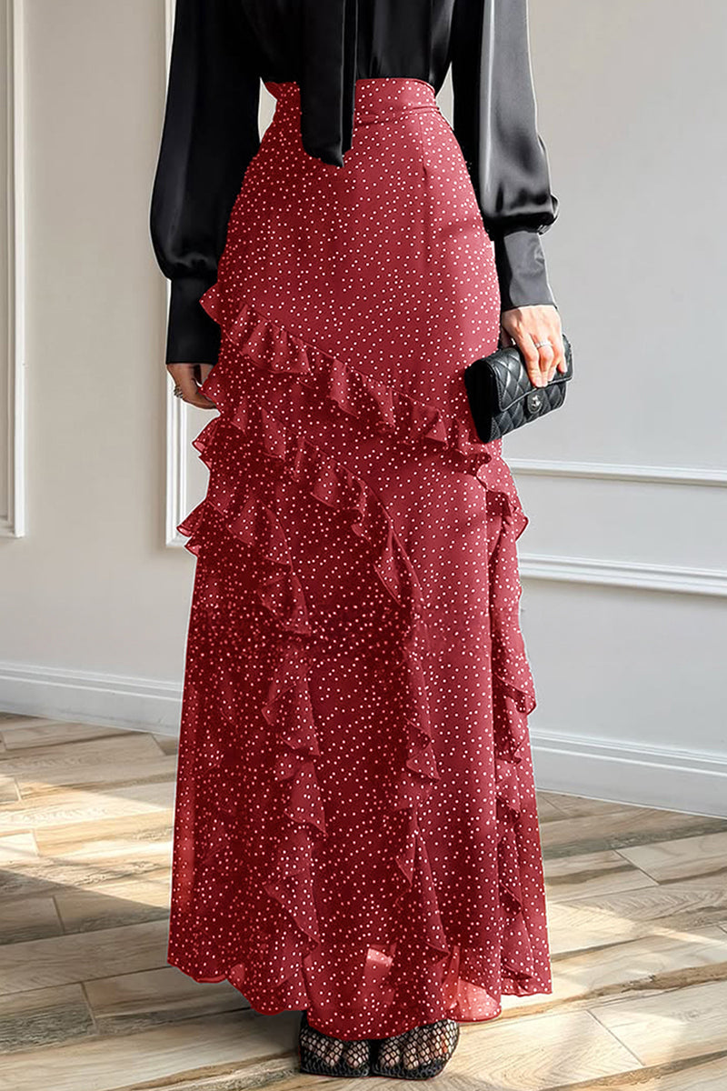 Ruffle Detail Polka Dot Skirt