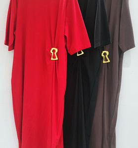 Keyhole Accent Loose T-Shirt Dress