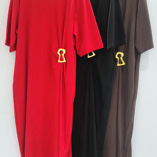 Keyhole Accent Loose T-Shirt Dress