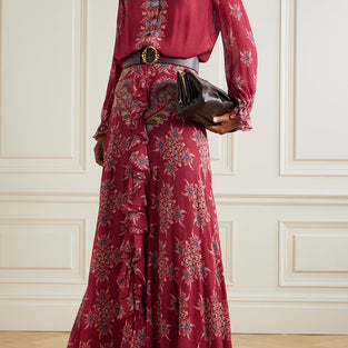 Floral Print Long Sleeve Maxi Skirt Set