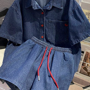 Casual Short Sleeve Short Set
