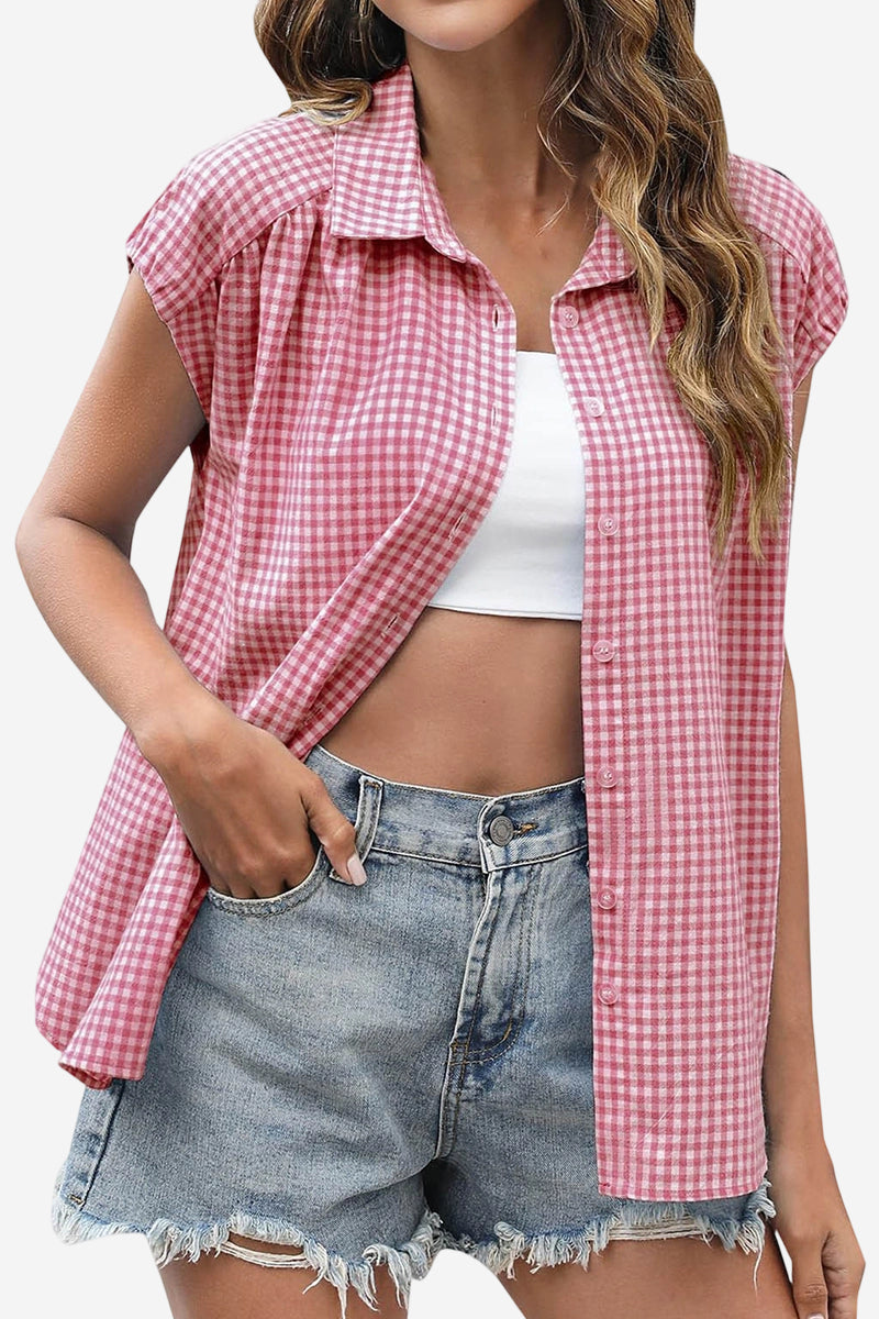 Classic Gingham Short Sleeve Blouse