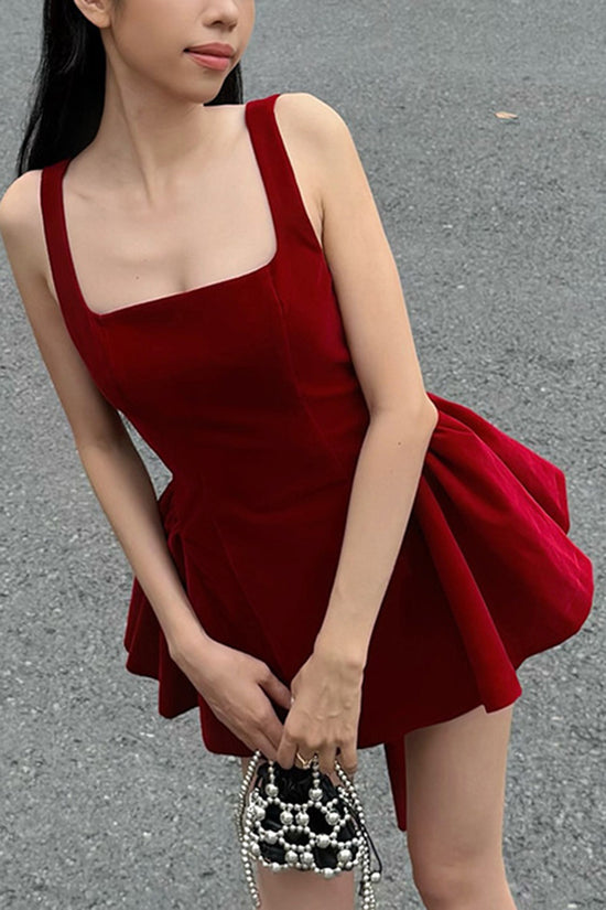 Square Neck Bowknot Casual Dress