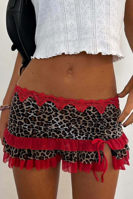Ruffled Snake Print Mini Skirt