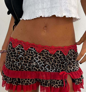 Ruffled Snake Print Mini Skirt