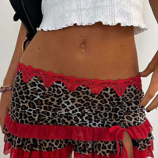 Ruffled Snake Print Mini Skirt