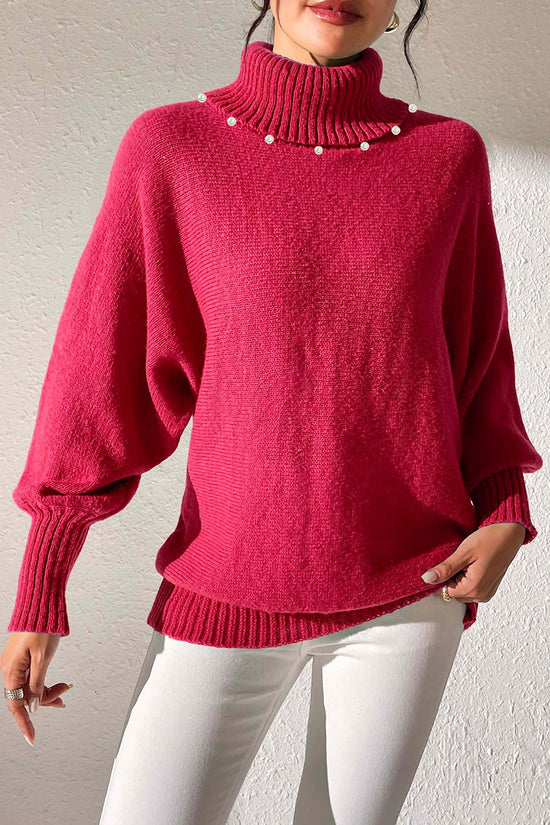 Pearl Embellished Turtleneck Sweater