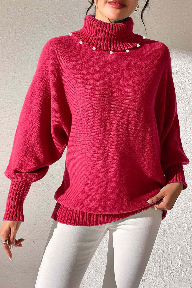 Pearl Embellished Turtleneck Sweater