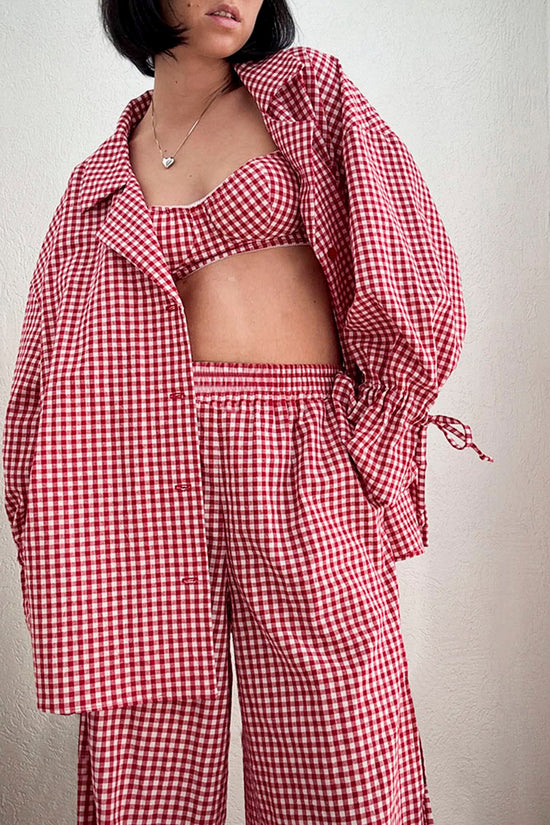 Checkered Three-Piece Loungewear Set