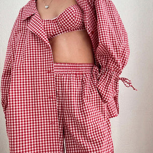 Checkered Three-Piece Loungewear Set
