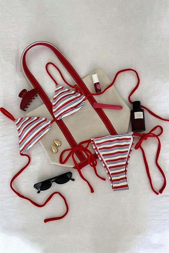Striped Tie Bikini Set