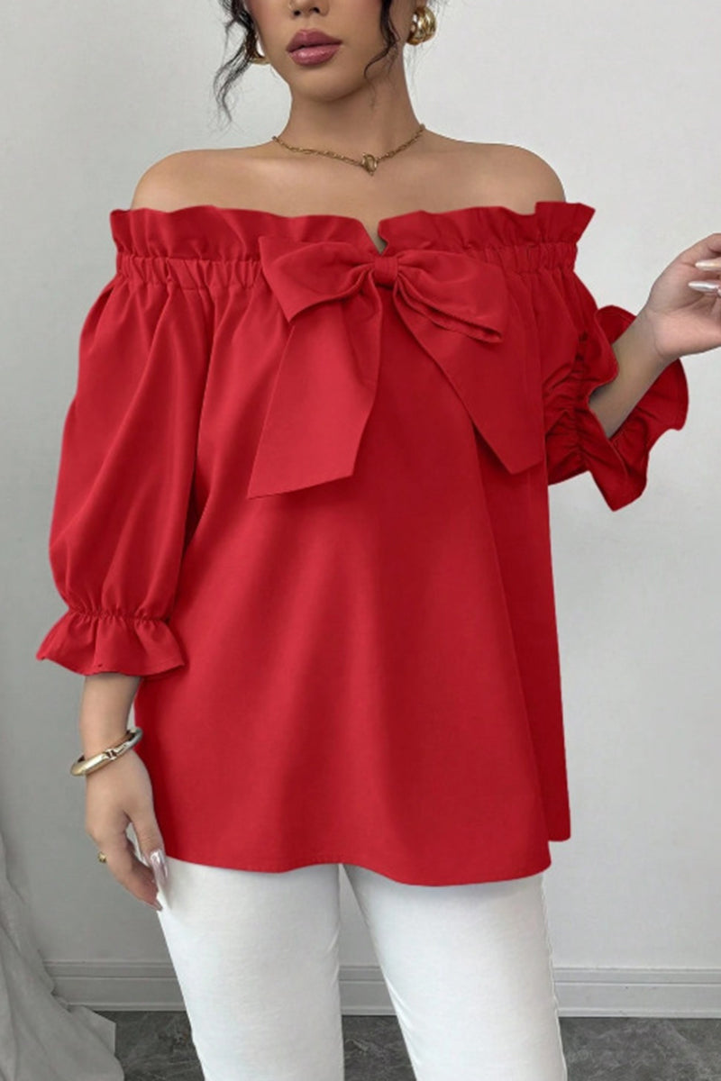 Elegant Bow Accent Ruffle Blouse
