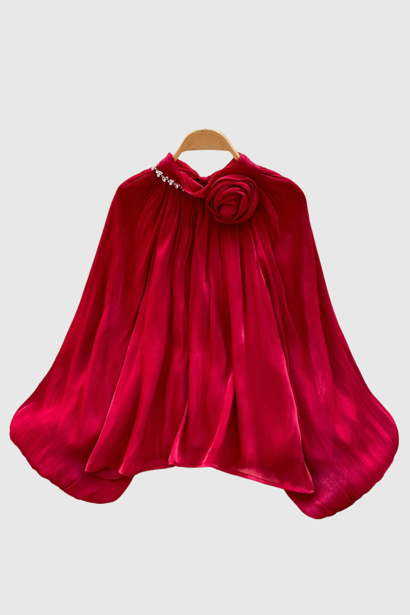 Floral Detail Balloon Sleeve Blouse