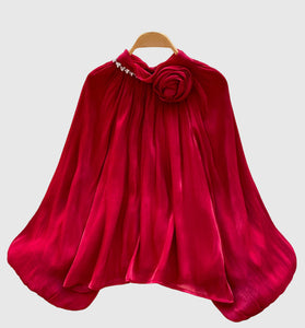 Floral Detail Balloon Sleeve Blouse