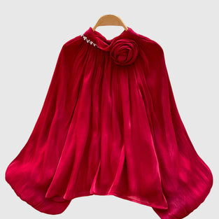Floral Detail Balloon Sleeve Blouse